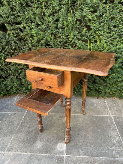 Walnut veneered shutter table, Louis-Philippe...