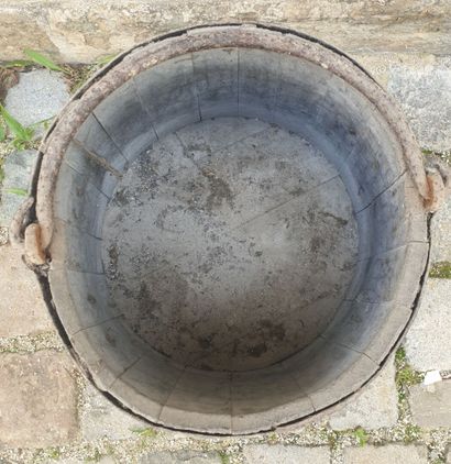 Wooden bucket with iron frame