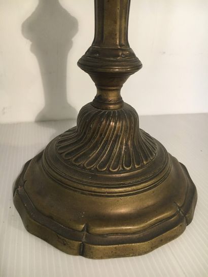 Pair of candelabras in silvered bronze, 18th...