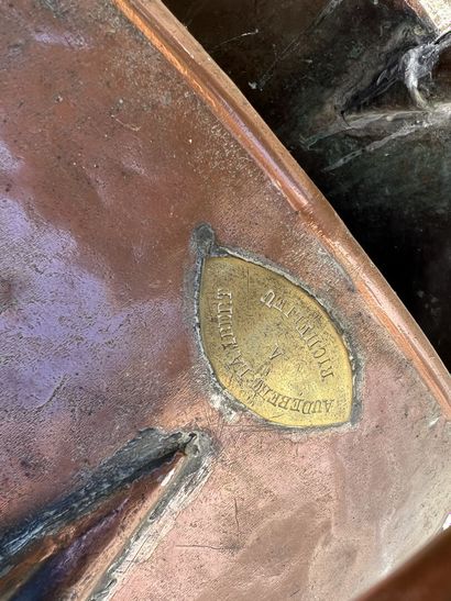 Watering can in copper, signed Audebert Lambert...