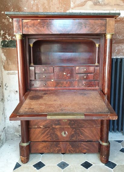 Mahogany and mahogany veneer secretary of...