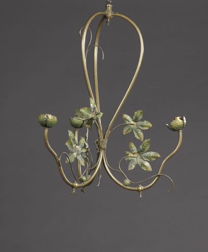 Wrought iron chandelier in the Art Nouveau...