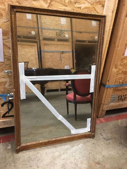 Large molded and carved wood mirror, Louis...