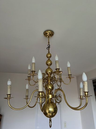 Brass chandelier in the Dutch style, 20th...