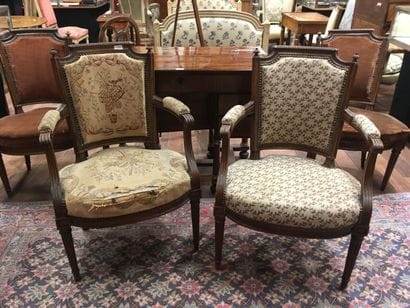 Set of two armchairs and two chairs in molded...