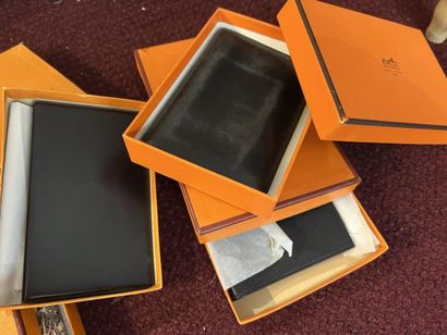 HERMES

Three black leather diaries or card...