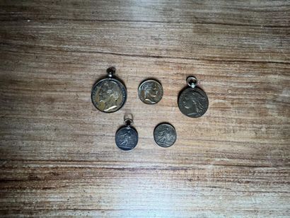 Lot of five silver or bronze medals, 19th...