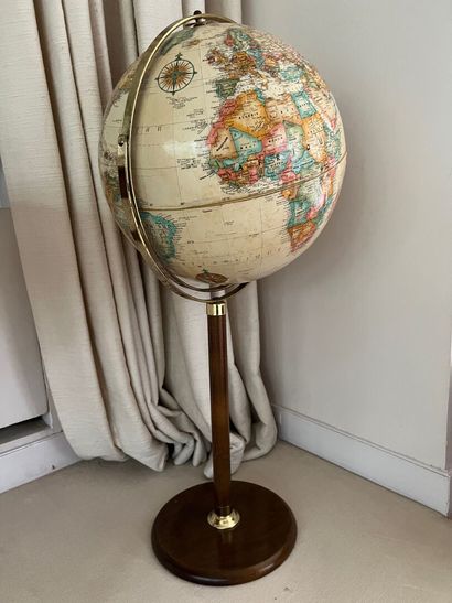 Wooden globe on stand, 20th century