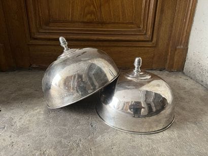 Pair of plated metal bells, the fretel in...