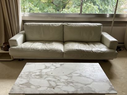Modern white leather sofa ( used)