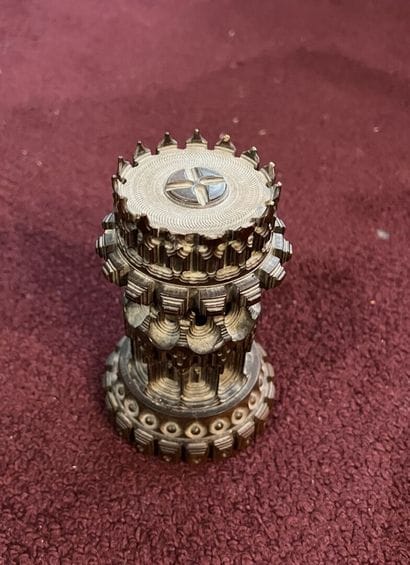 Carved and openworked rosewood element with...