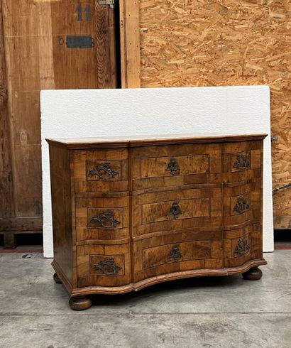 Commode en placage de loupe d'Amboine , hollande...