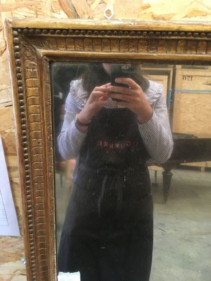 Large molded and carved wood mirror, Louis...