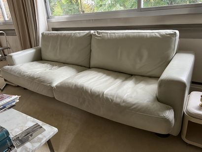 Modern white leather sofa ( used)
