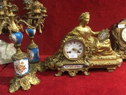 Napoleon III period clock and candlestick...