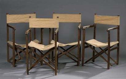 Suite of four folding director's chairs,...