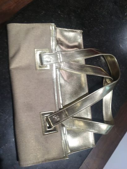 In a closet, a few handbags, some branded:...