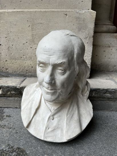 After Houdon

Portrait of Benjamin Franklin

Plaster

H.35...