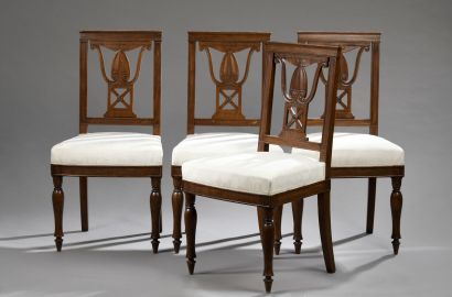 Suite of four mahogany and mahogany veneer...