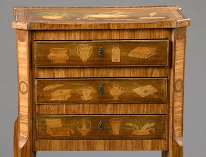 Rosewood veneer and marquetry coffee table...
