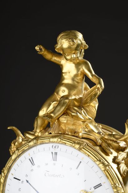 Chased and gilt bronze elephant clock signed...