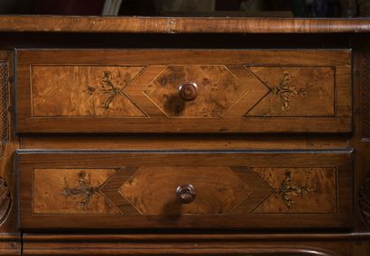 Flat desk in fruitwood veneer, work of the...