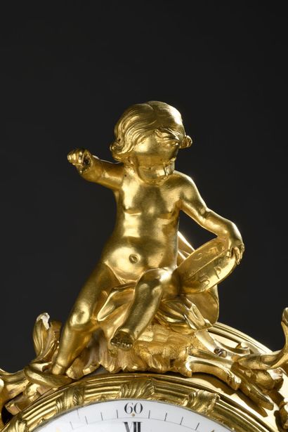 Chased and gilt bronze elephant clock signed...