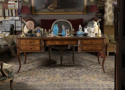 Flat desk in fruitwood veneer, work of the...