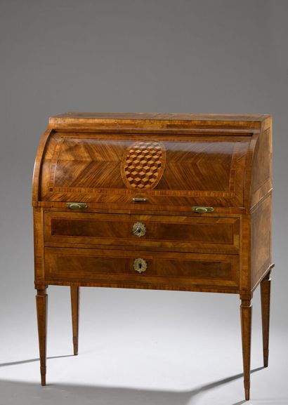 Louis XVI period walnut veneer cylinder desk
Decorated...