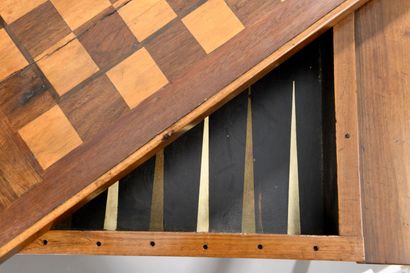 Walnut veneered game table stamped Hache...