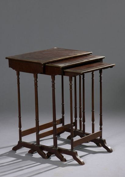 Mahogany and mahogany veneer and brass nets...