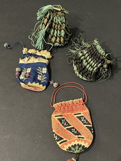 Meeting of four purses, circa 1830, in polychrome...