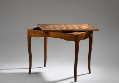 Walnut veneered game table stamped Hache...