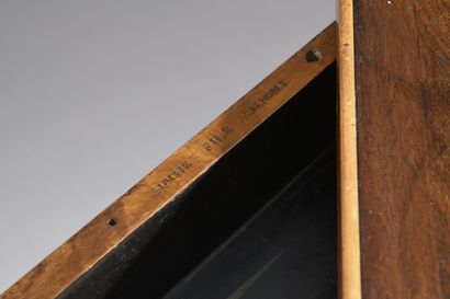 Walnut veneered game table stamped Hache...