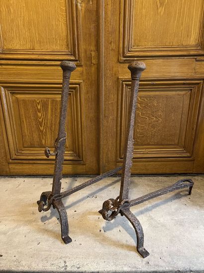 Pair of Louis XIV period iron andirons
With...