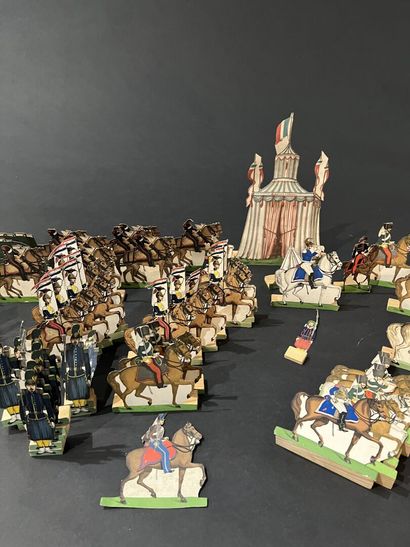 Set of small soldiers mounted on a base,...