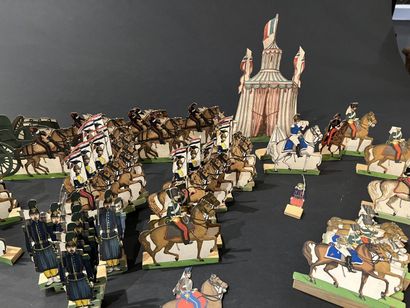 Set of small soldiers mounted on a base,...