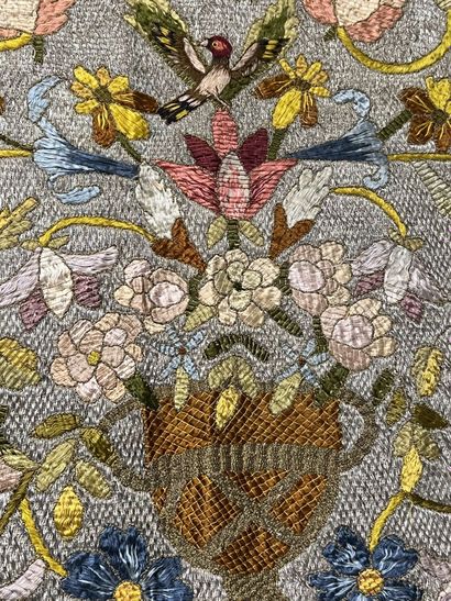 Embroidery with birds, Italy, 17th century...