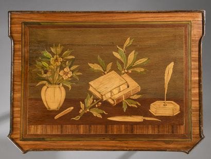 Rosewood veneer and marquetry coffee table...