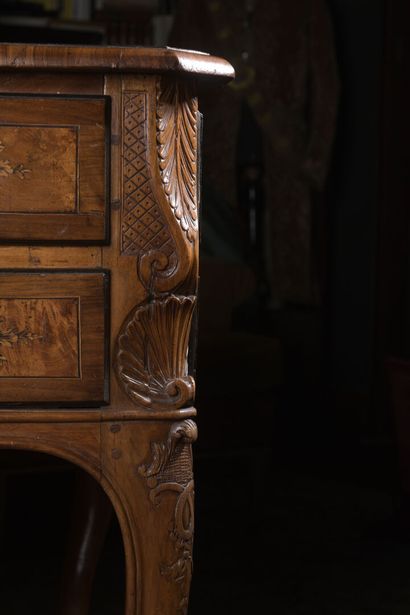 Flat desk in fruitwood veneer, work of the...