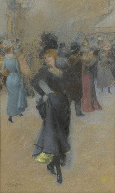 Delphin ENJOLRAS (1857-1945) 
Élégante
Pastel.
Signé...