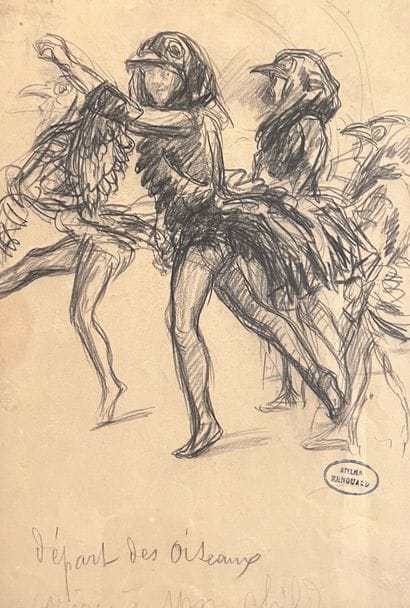 Paul RENOUARD (1845-1924)
Départ des oiseaux
Fusain
Cachet...