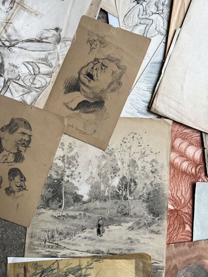 Strong lot of drawings, engravings and sanguines...