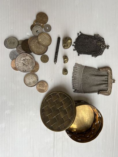 Brass braided jewelry box with silver and...