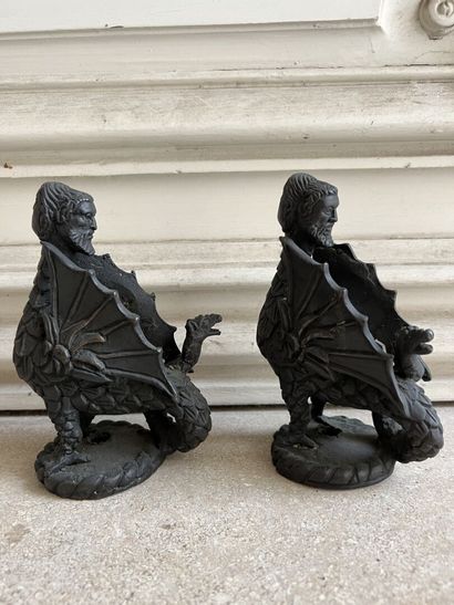 ITALY, 19th century 
Pair of dragons in bronze,...