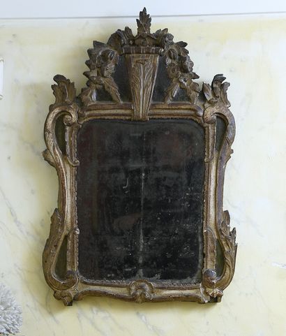 Small Louis XV period mirror in molded wood,...