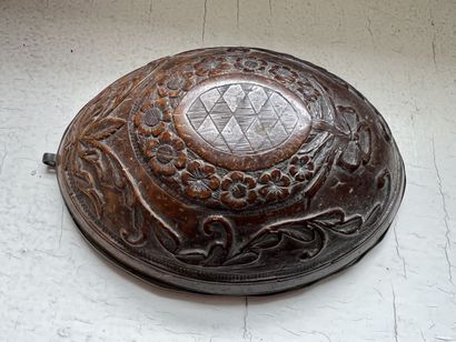 Round wooden box of Saint Lucia, decorated...
