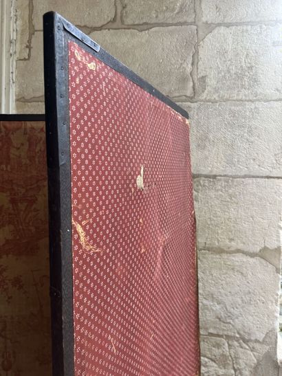 Four leaves screen, blackened wood frame,...