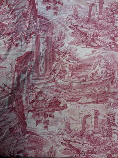 Pair of curtains and set of seat covers in...