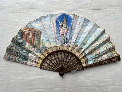 Fan, the leaf painted by Antoine-Hyppolyte...
